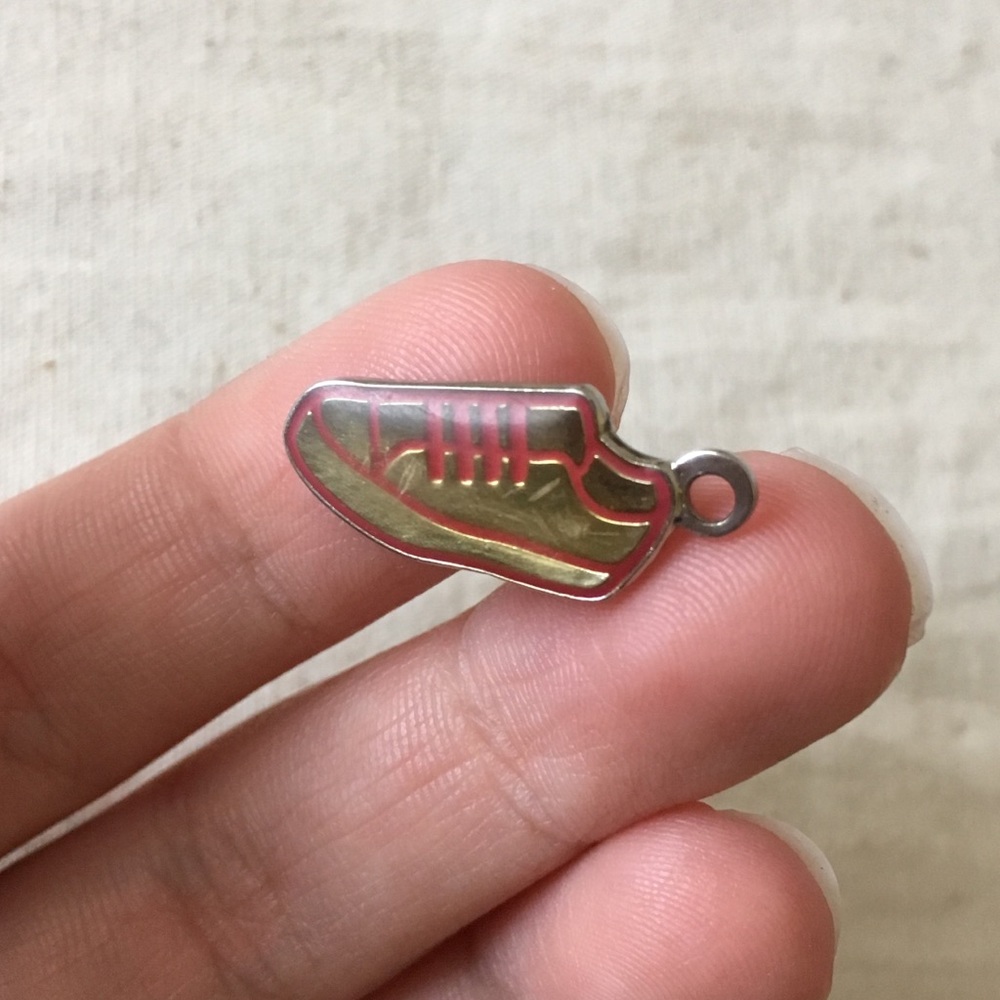 Pink Tennis Shoe Sneaker Charm Silver